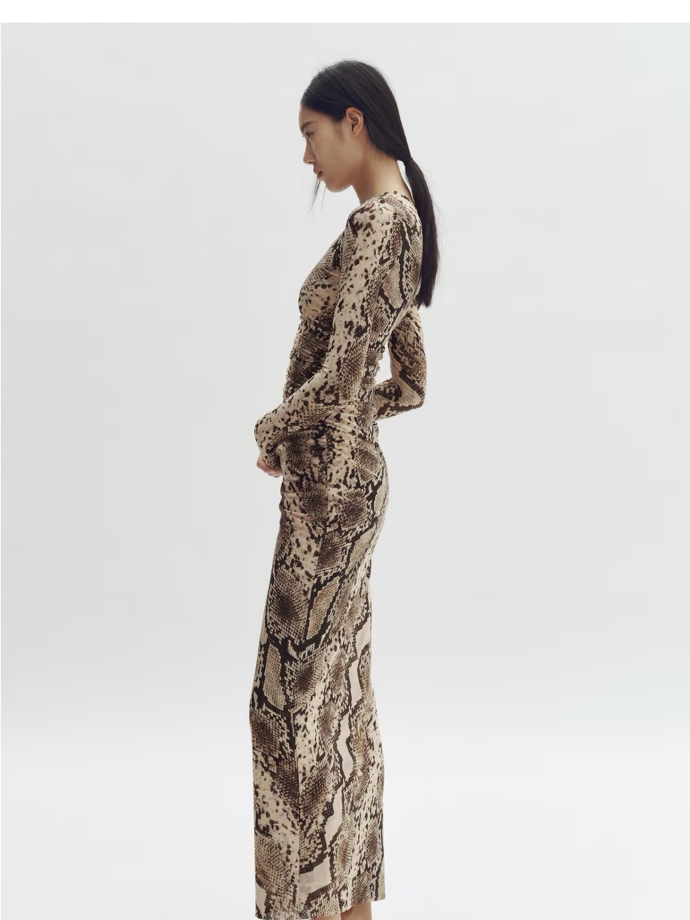 Stella McCartney Brown Snake-Print Long Sleeve Maxi Dress - Picture 2 of 3